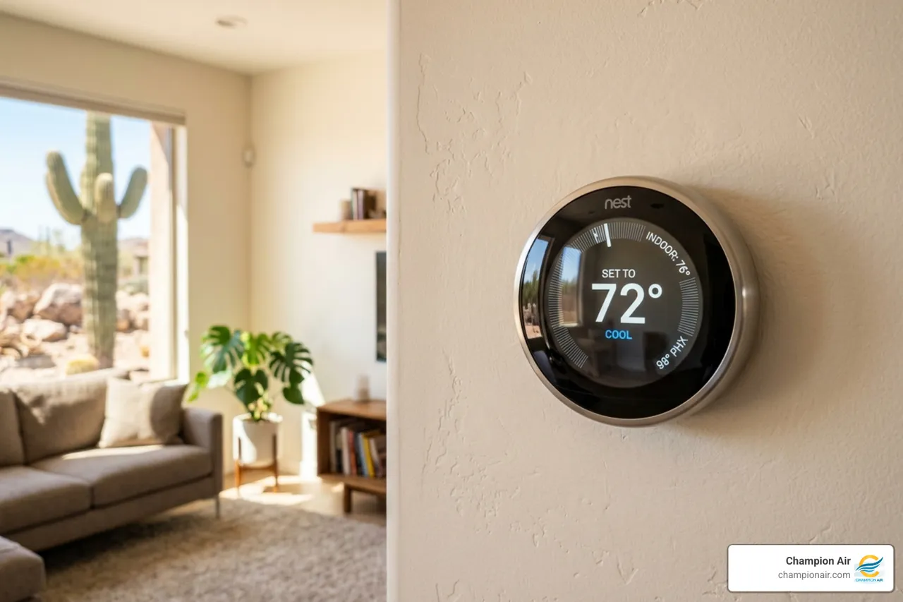 Smart thermostat on a wall displaying a setting of 78 degrees with high outdoor temperatures - how to help your ac during a Smart thermostat on a wall displaying a setting of 78 degrees with high outdoor temperatures - how to help your ac during a