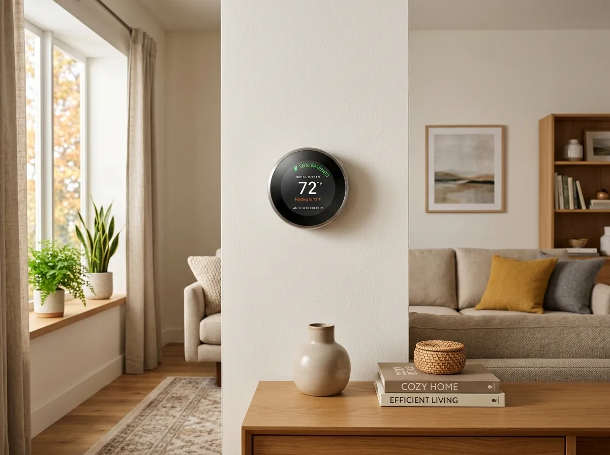 Digital smart thermostat displaying energy savings and optimized indoor temperature - ac replacement in chandler, az Digital smart thermostat displaying energy savings and optimized indoor temperature - ac replacement in chandler, az