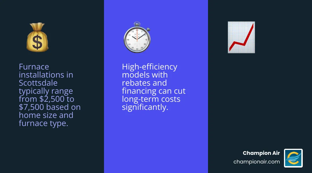 Infographic showing key steps and tips for affordable furnace installation in Scottsdale AZ - furnace installation Infographic showing key steps and tips for affordable furnace installation in Scottsdale AZ - furnace installation