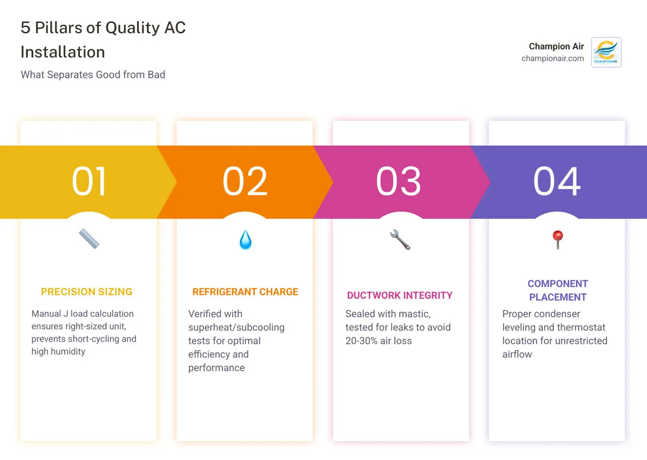 5 pillars of a quality AC installation: sizing, refrigerant, ductwork, placement, commissioning - what separates a good ac 5 pillars of a quality AC installation: sizing, refrigerant, ductwork, placement, commissioning - what separates a good ac