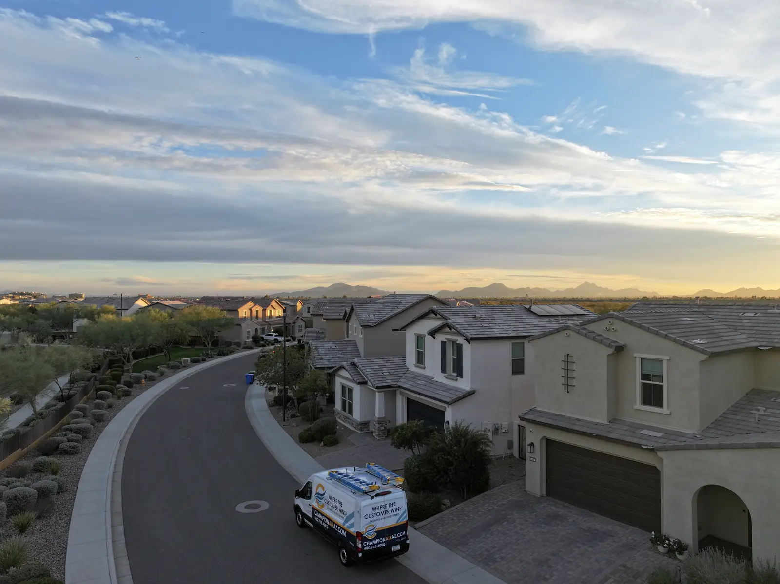 Aerial view of a Phoenix Valley neighborhood