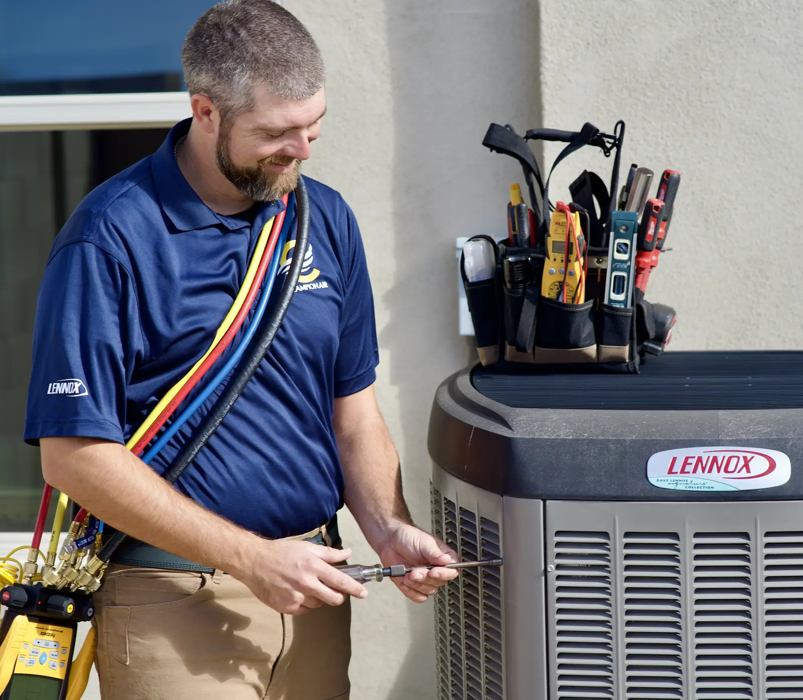 Champion Air technician performing system maintenance