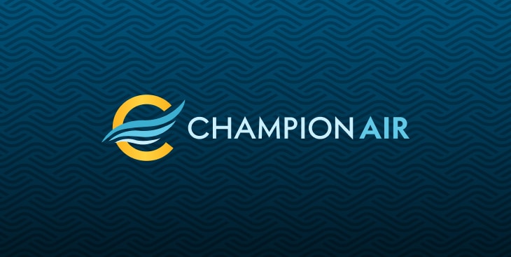 Champion Air logo on a decorative background